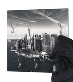 HAKU Möbel Wandgarderobe aus MDF Motiv Skyline in Braun