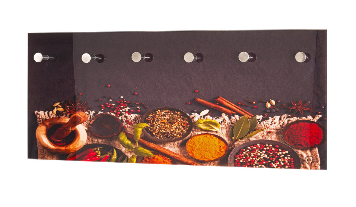 HAKU Möbel Wandgarderobe aus Glas Motiv Gewürz in Schwarz