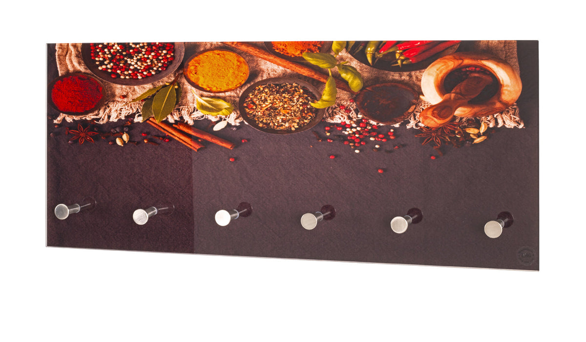HAKU Möbel Wandgarderobe aus Glas Motiv Gewürz in Schwarz