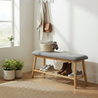 HAKU Möbel Schuhbank aus Textil mit Bambus in Grau B 60-100 cm H 44 cm, 100 x 30 cm, H 44 cm
