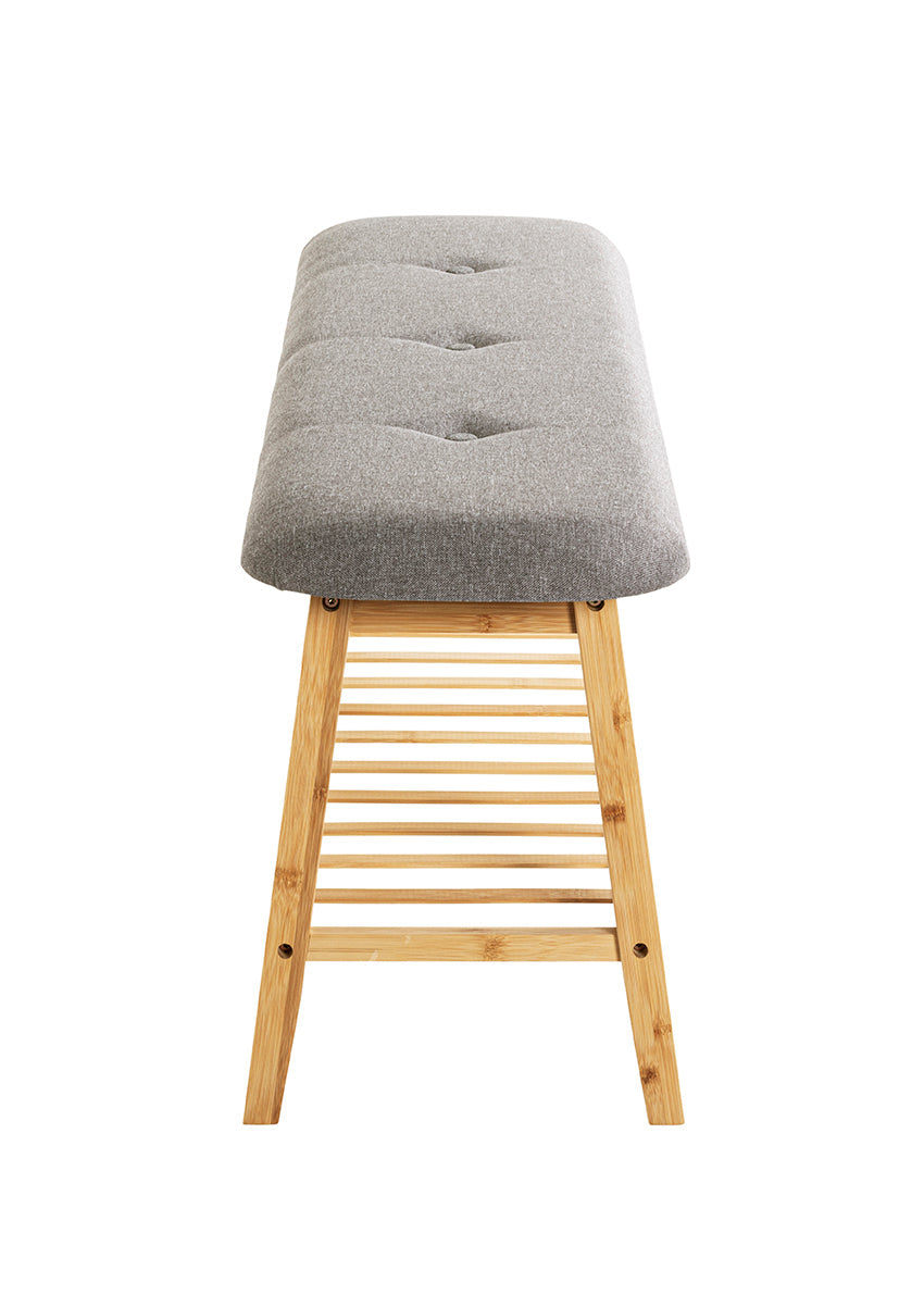 HAKU Möbel Schuhbank aus Textil mit Bambus in Grau B 60-100 cm H 44 cm, 100 x 30 cm, H 44 cm