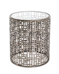 HAKU Möbel Beistelltisch aus Metall mit Glas in Silber 38 x 45 cm