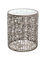 HAKU Möbel Beistelltisch aus Metall mit Glas in Silber 38 x 45 cm