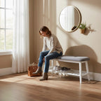HAKU Möbel Schuhbank aus Textil mit Bambus in Grau B 60-100 cm H 44 cm, 100 x 30 cm, H 44 cm