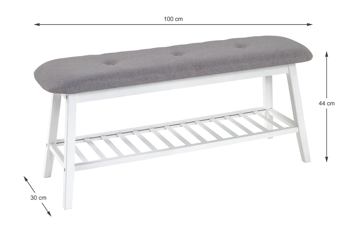 HAKU Möbel Schuhbank aus Textil mit Bambus in Grau B 60-100 cm H 44 cm, 100 x 30 cm, H 44 cm