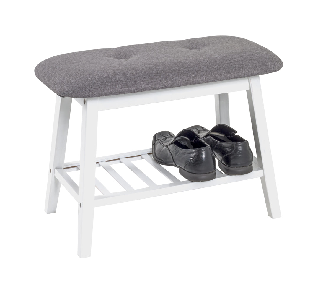 HAKU Möbel Schuhbank aus Textil mit Bambus in Grau B 60-100 cm H 44 cm, 60 x 30 cm, H 44 cm