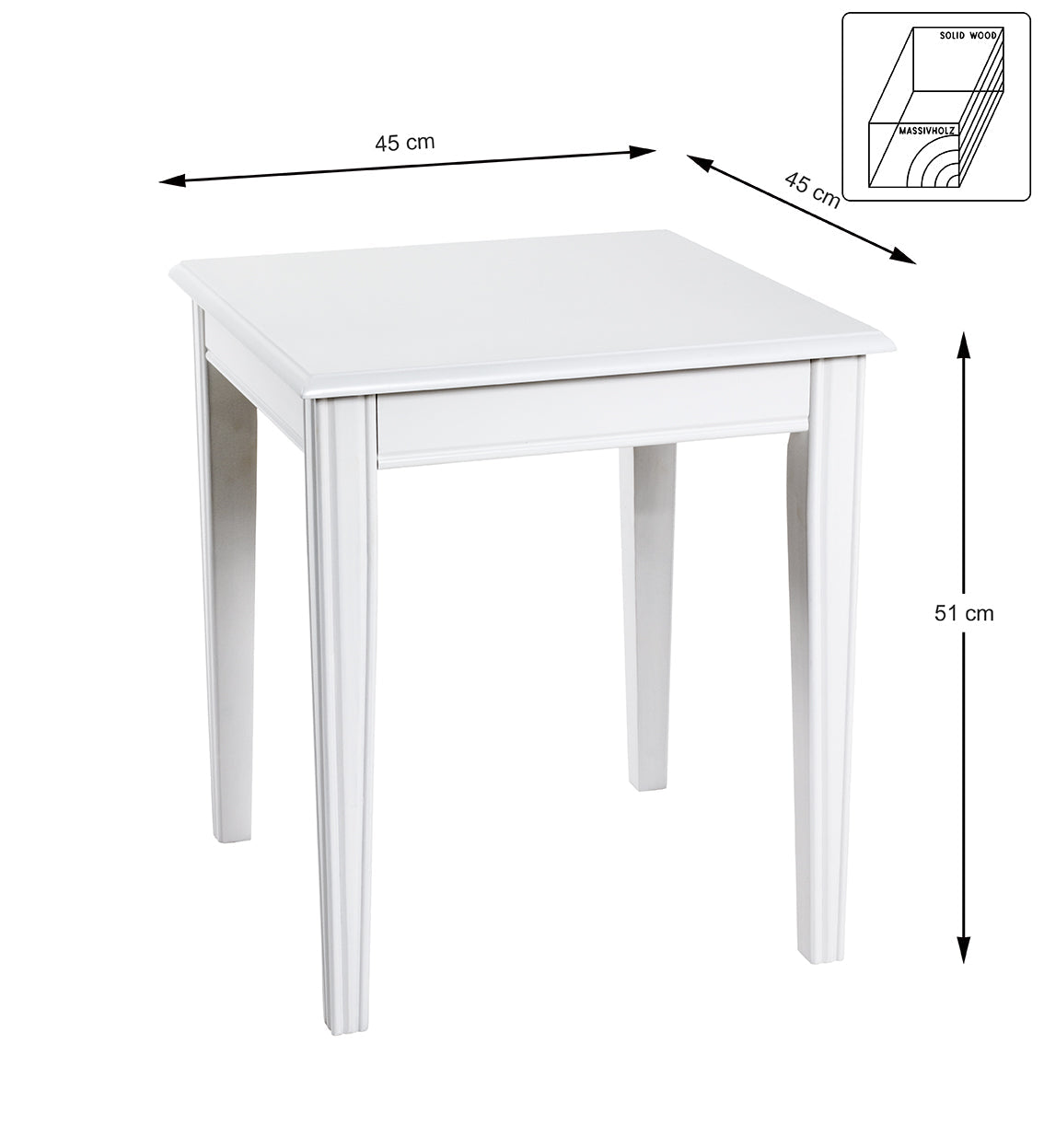 HAKU Möbel Beistelltisch aus MDF in Weiss 45 x 45 x 51 cm