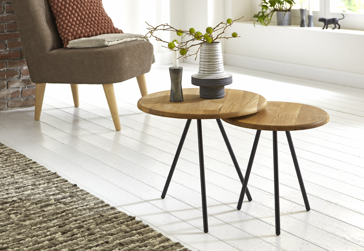 HAKU Möbel Beistelltisch aus Massivholz in Braun H 40-43 cm Ø 40-50 cm, Ø 40 cm, H 40 cm