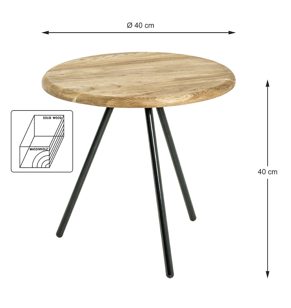 HAKU Möbel Beistelltisch aus Massivholz in Braun H 40-43 cm Ø 40-50 cm, Ø 40 cm, H 40 cm