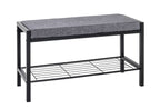 HAKU Möbel Schuhbank aus Metall gepolstert in Schwarz 80 x 32 x 48 cm
