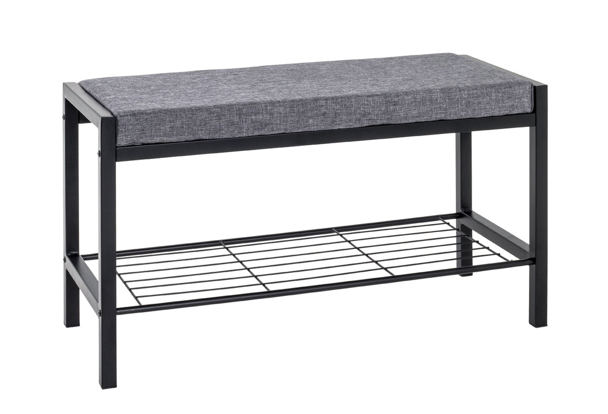 HAKU Möbel Schuhbank aus Metall gepolstert in Schwarz 80 x 32 x 48 cm