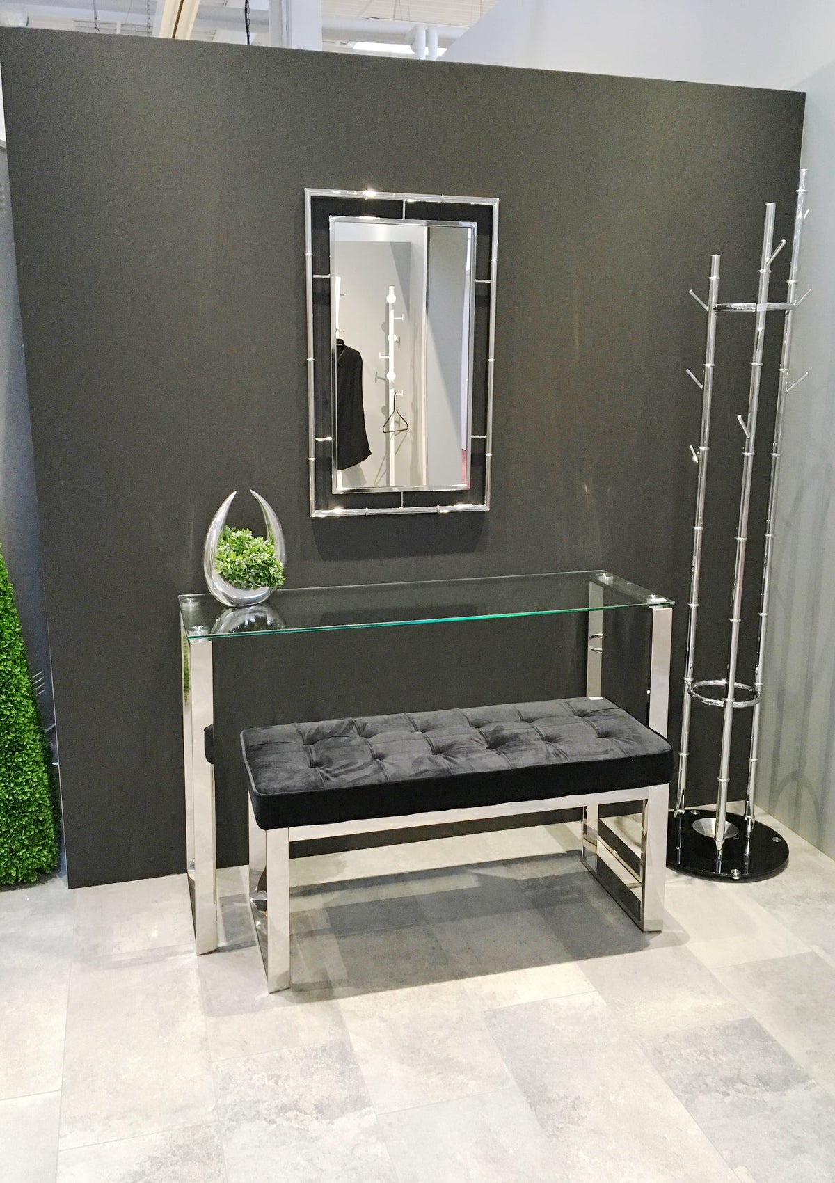 HAKU Möbel Bank aus Metall gepolstert in Silber 100 x 41 x 48 cm