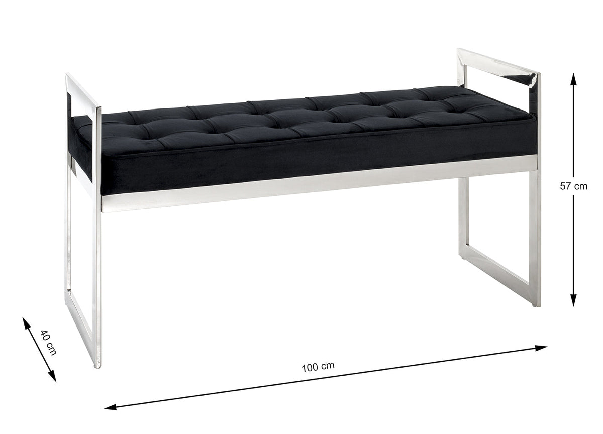 HAKU Möbel Bank aus Metall gepolstert in Silber 100 x 40 x 57 cm