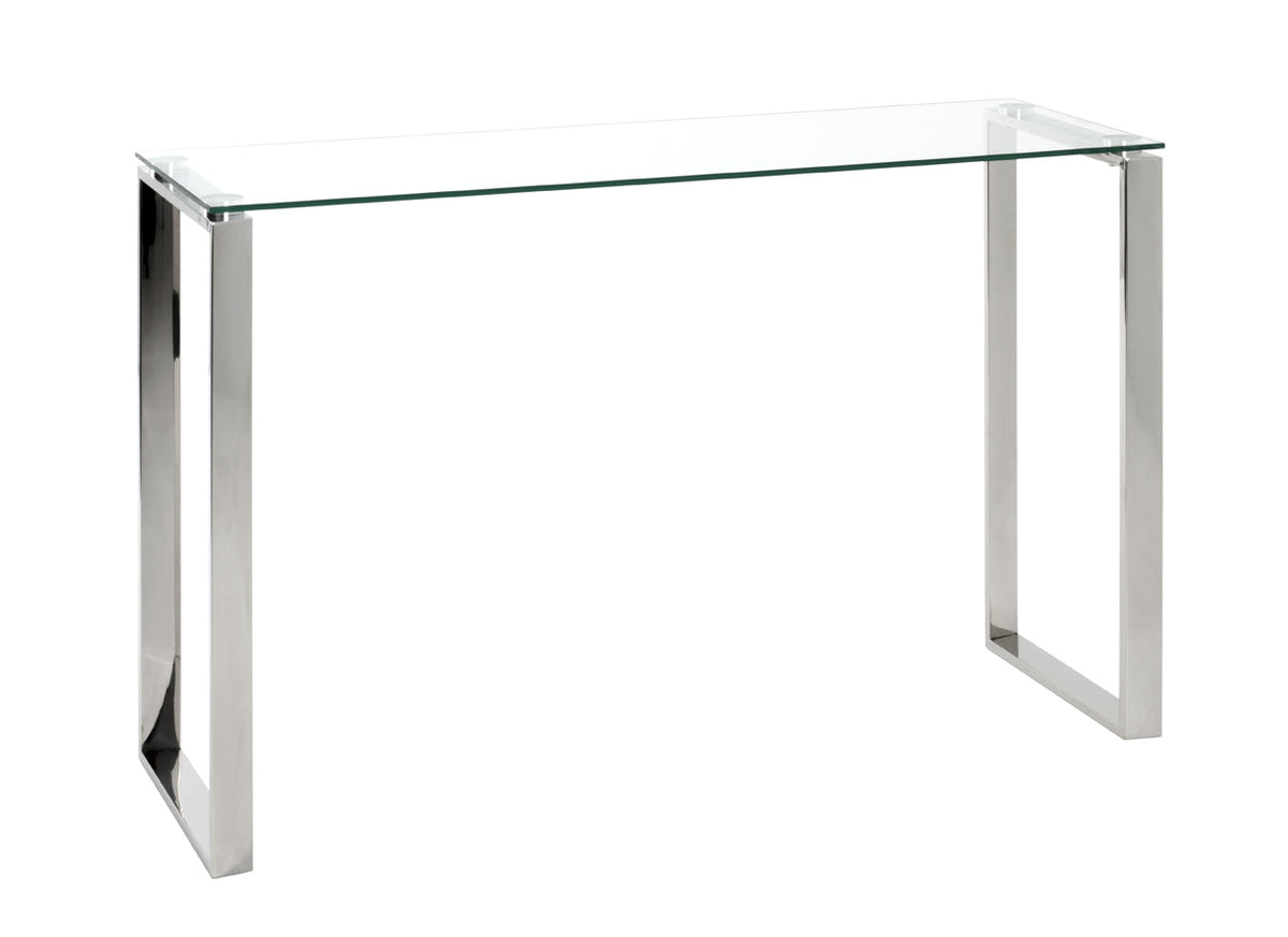 HAKU Möbel Konsole aus Metall mit Glas in Silber 120 x 40 x 78 cm