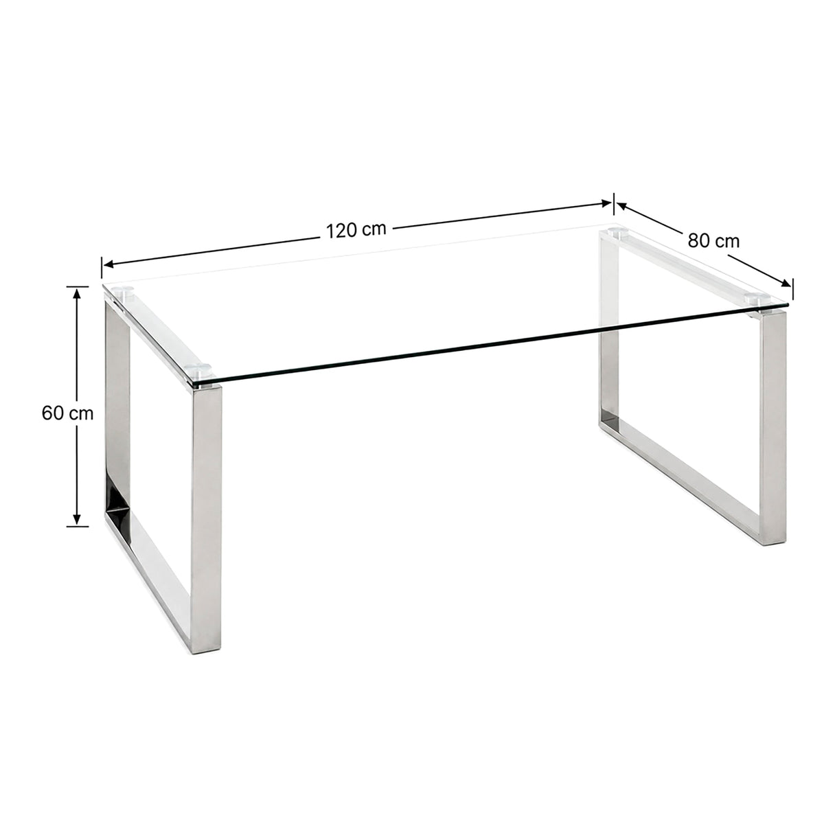 HAKU Möbel Couchtisch aus Metall mit Glas in Silber
