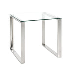 HAKU Möbel Beistelltisch aus Metall mit Glas in Silber B 55-65 cm H 17-18 cm, 65 x 68 cm, H 18 cm