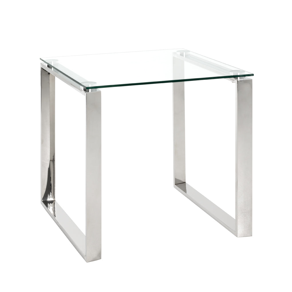 HAKU Möbel Beistelltisch aus Metall mit Glas in Silber B 55-65 cm H 17-18 cm, 65 x 68 cm, H 18 cm