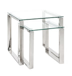 HAKU Möbel Beistelltisch aus Metall mit Glas in Silber B 55-65 cm H 17-18 cm, 65 x 68 cm, H 18 cm