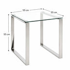 HAKU Möbel Beistelltisch aus Metall mit Glas in Silber B 55-65 cm H 17-18 cm, 65 x 68 cm, H 18 cm
