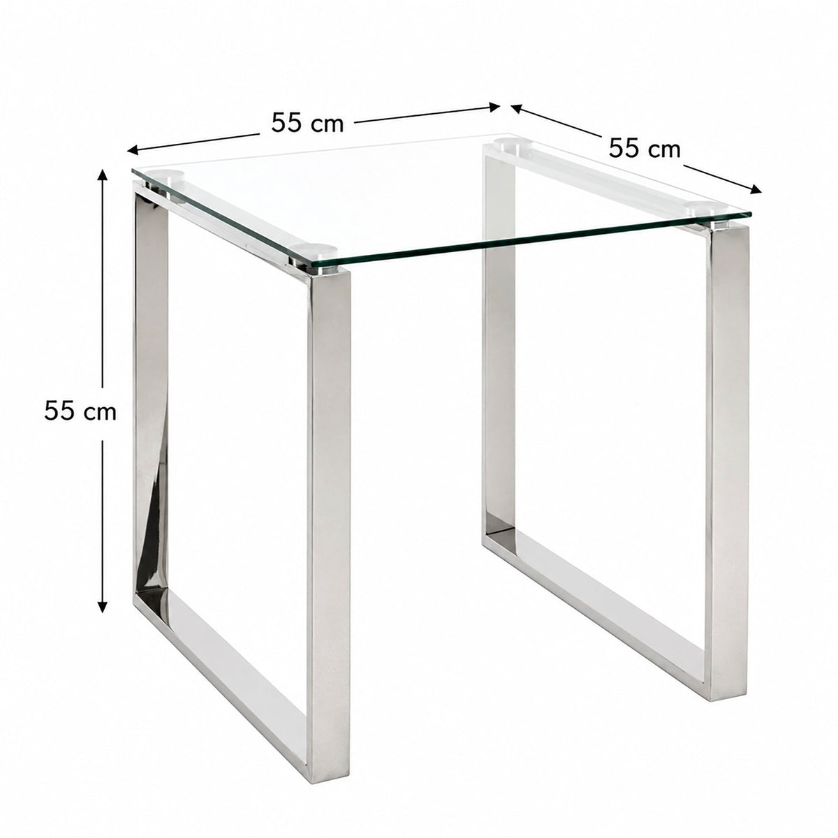 HAKU Möbel Beistelltisch aus Metall mit Glas in Silber B 55-65 cm H 17-18 cm, 65 x 68 cm, H 18 cm