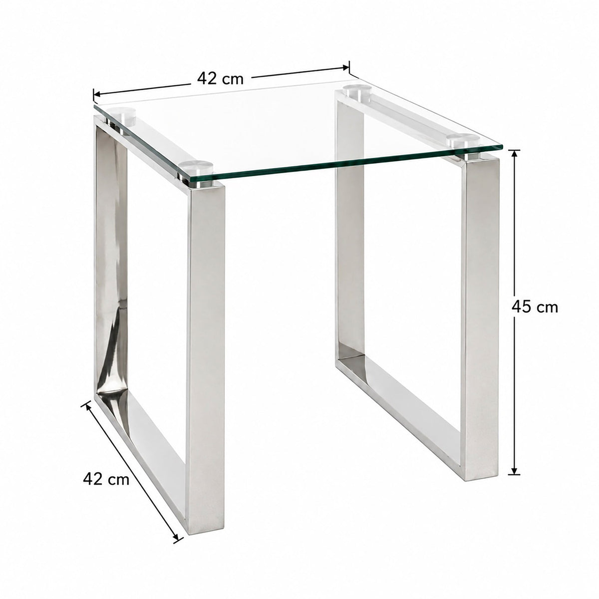 HAKU Möbel Beistelltisch aus Metall mit Glas in Silber B 55-65 cm H 17-18 cm, 55 x 55 cm, H 17 cm