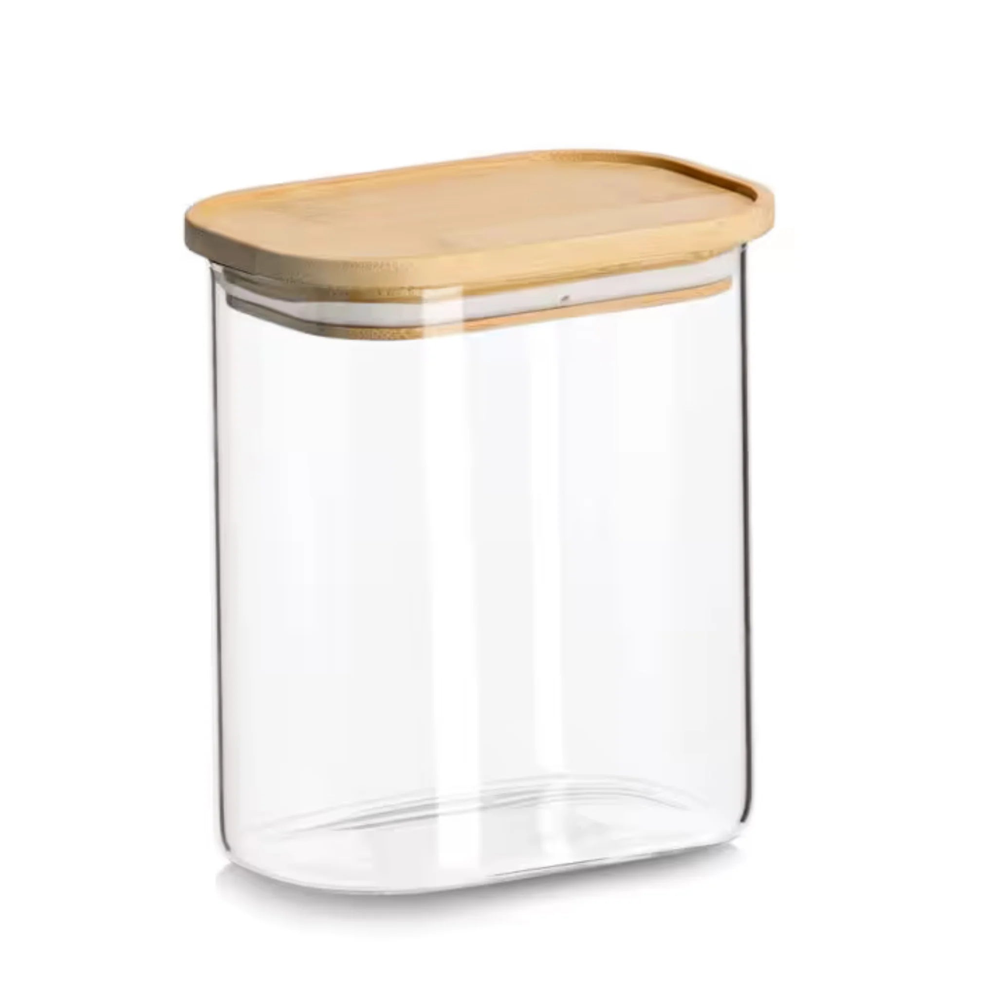 Vorratsglas mit Bambusdeckel, luftdicht, oval, Küchenbehälter für Lebensmittel
