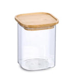Glascontainer mit Bambusdeckel, quadratisch, transparent, Vorratsbehälter Küche