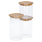 Vorratsdosen Set mit Bambusdeckeln, 3er Set, Kunststoff, transparent, luftdicht verschließbar