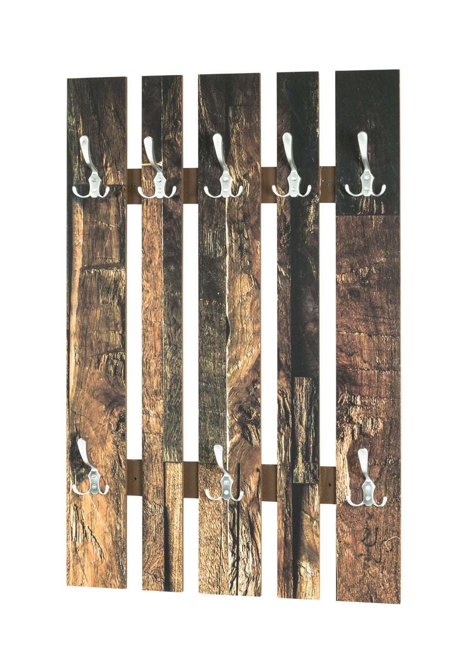 HAKU Möbel Wandgarderobe aus MDF Motiv Parkett in Braun B 40-65 cm H 100 cm, 65 x 9 cm, H 100 cm