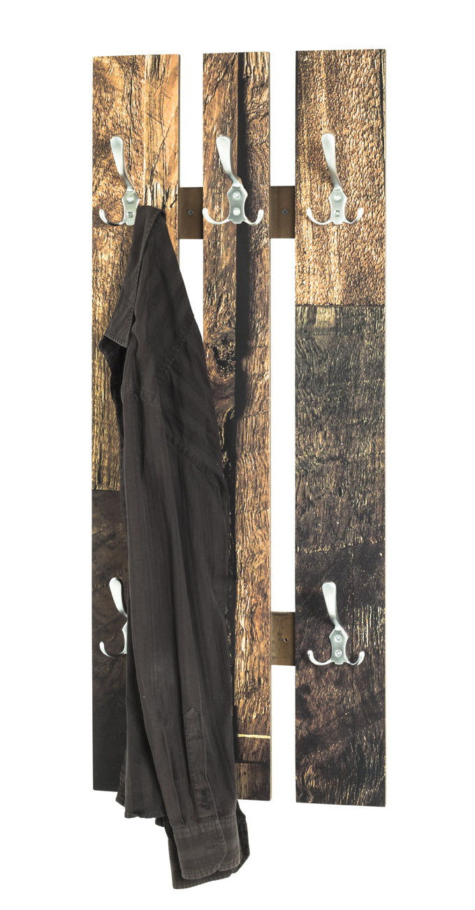 HAKU Möbel Wandgarderobe aus MDF Motiv Parkett in Braun B 40-65 cm H 100 cm, 40 x 9 cm, H 100 cm