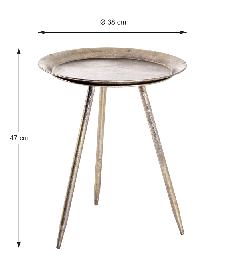 HAKU Möbel Beistelltisch aus Metall H 47-54 cm Ø 38-44 cm, Ø 38 cm, H 47 cm in Bronze