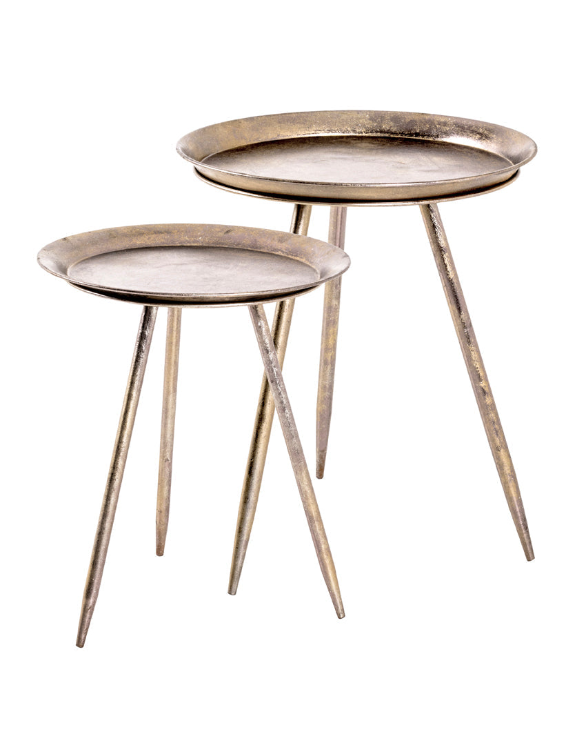 HAKU Möbel Beistelltisch aus Metall H 47-54 cm Ø 38-44 cm, Ø 44 cm, H 54 cm in Bronze
