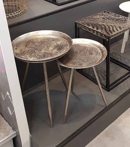 HAKU Möbel Beistelltisch aus Metall H 47-54 cm Ø 38-44 cm, Ø 44 cm, H 54 cm in Bronze
