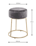 HAKU Möbel Hocker aus Textil gepolstert in Anthrazit in Anthrazit, Gold