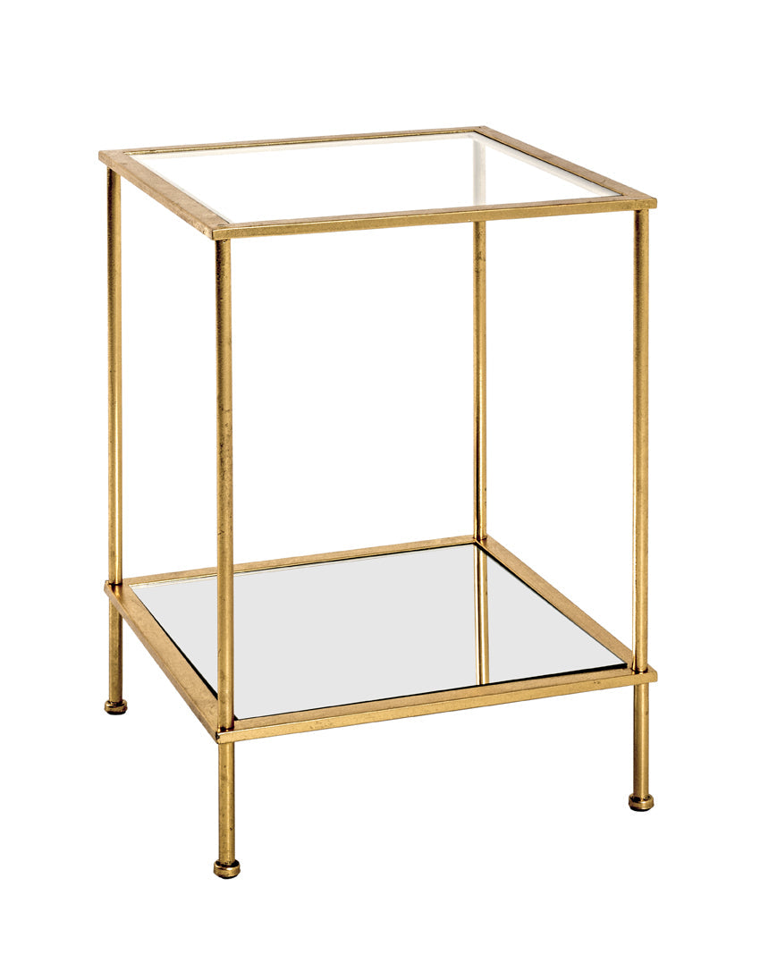 HAKU Möbel Beistelltisch aus Metall mit Glas in Gold 39 x 39 x 55 cm
