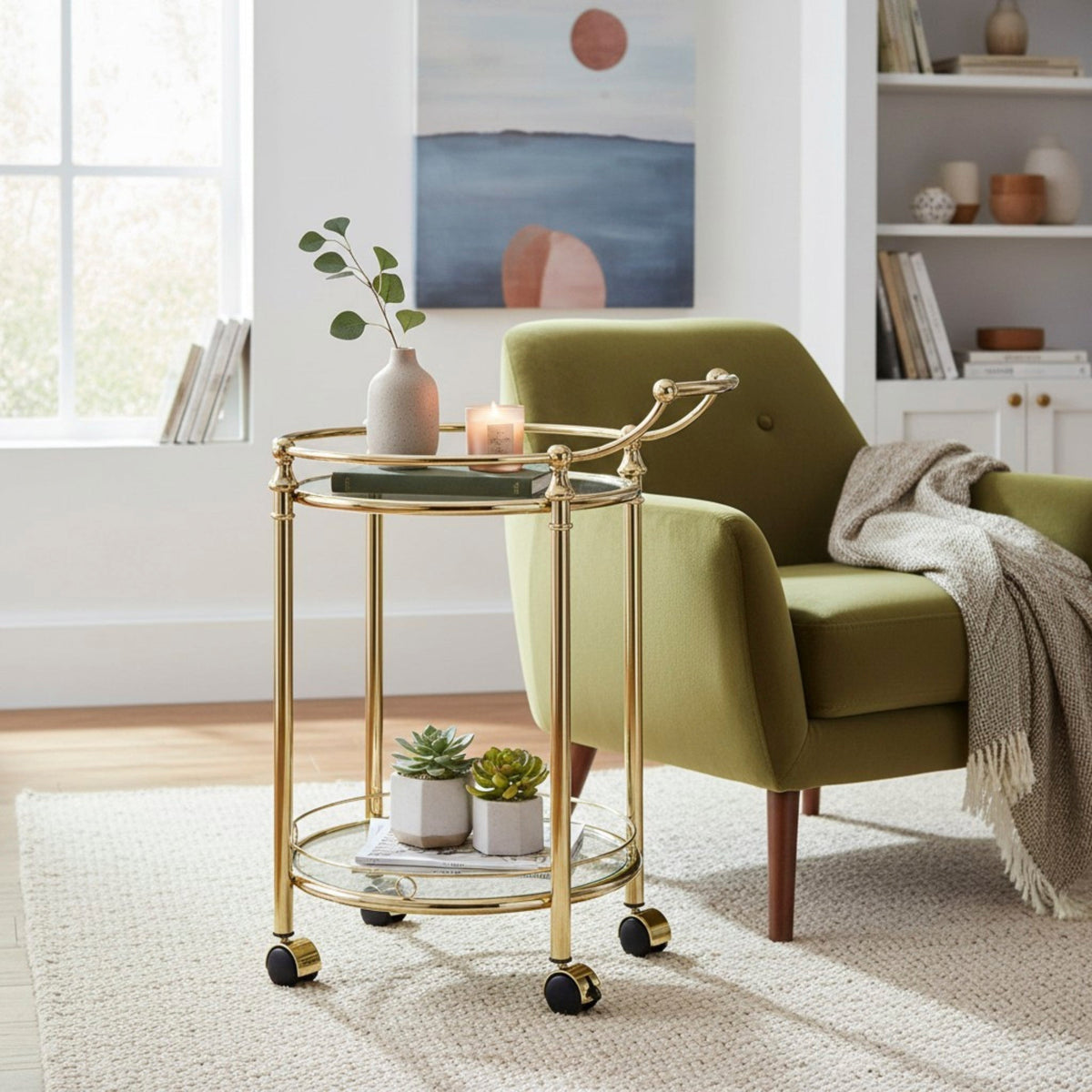 HAKU Möbel Servierwagen aus Metall mit Glas in Gold