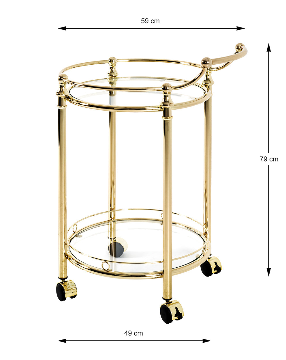HAKU Möbel Servierwagen aus Metall mit Glas in Gold