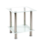 HAKU Möbel Beistelltisch aus Edelstahl mit Glas in Silber 40 x 40 x 46 cm in Edelstahl, Weiss