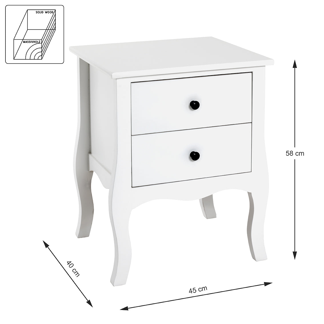 HAKU Möbel Beistelltisch aus MDF in Weiss 45 x 40 x 58 cm