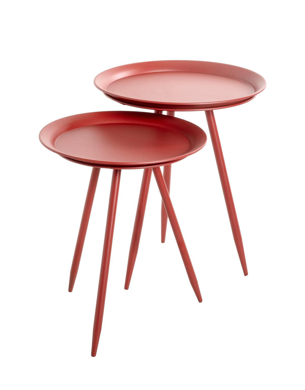 HAKU Möbel Beistelltisch aus Metall H 47-54 cm Ø 38-44 cm, Ø 38 cm, H 47 cm in Rot
