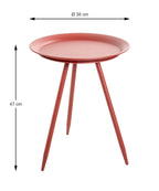 HAKU Möbel Beistelltisch aus Metall H 47-54 cm Ø 38-44 cm, Ø 38 cm, H 47 cm in Rot