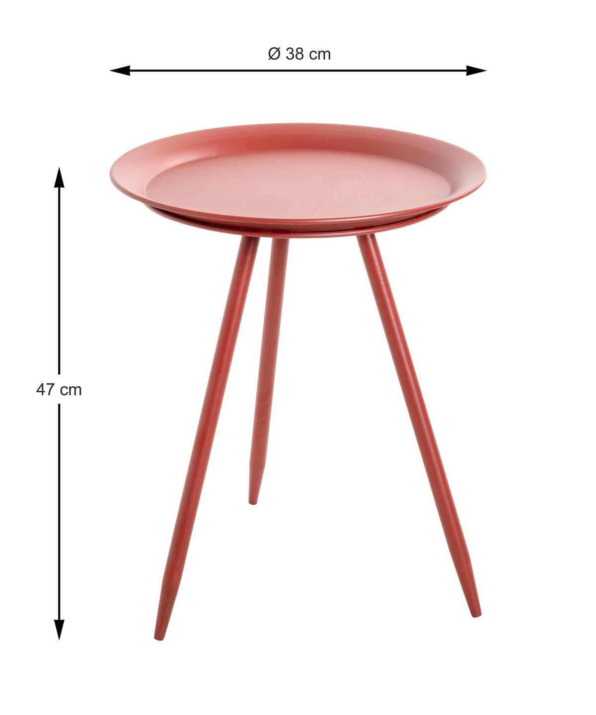 HAKU Möbel Beistelltisch aus Metall H 47-54 cm Ø 38-44 cm, Ø 38 cm, H 47 cm in Rot