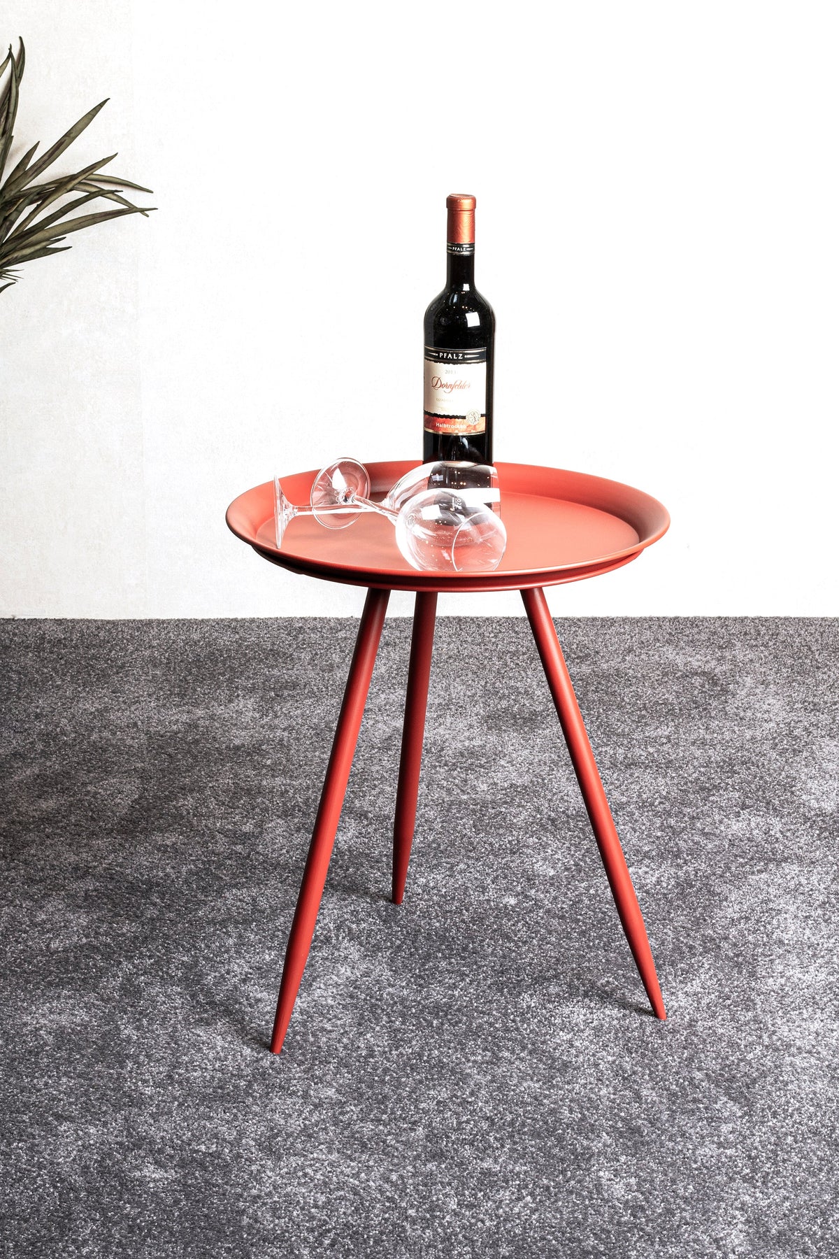 HAKU Möbel Beistelltisch aus Metall H 47-54 cm Ø 38-44 cm, Ø 44 cm, H 54 cm in Rot