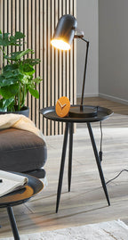 HAKU Möbel Beistelltisch aus Metall H 47-54 cm Ø 38-44 cm, Ø 38 cm, H 47 cm in Schwarz