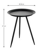 HAKU Möbel Beistelltisch aus Metall H 47-54 cm Ø 38-44 cm, Ø 38 cm, H 47 cm in Schwarz