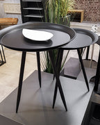 HAKU Möbel Beistelltisch aus Metall H 47-54 cm Ø 38-44 cm, Ø 44 cm, H 54 cm in Schwarz