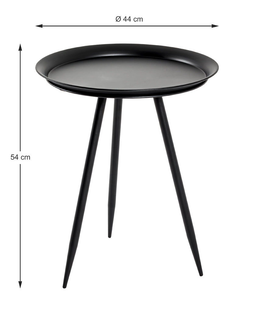 HAKU Möbel Beistelltisch aus Metall H 47-54 cm Ø 38-44 cm, Ø 44 cm, H 54 cm in Schwarz