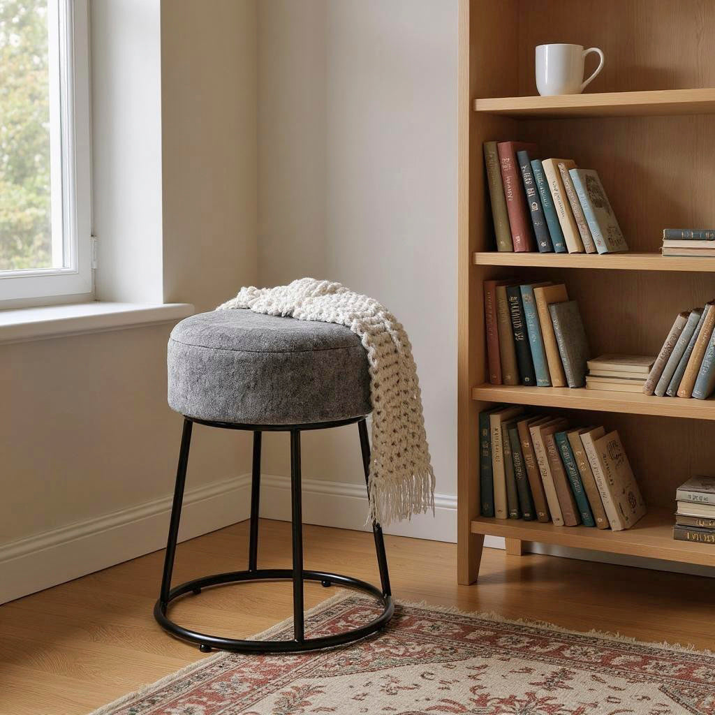 HAKU Möbel Hocker aus Textil gepolstert in Anthrazit in Anthrazit, Schwarz