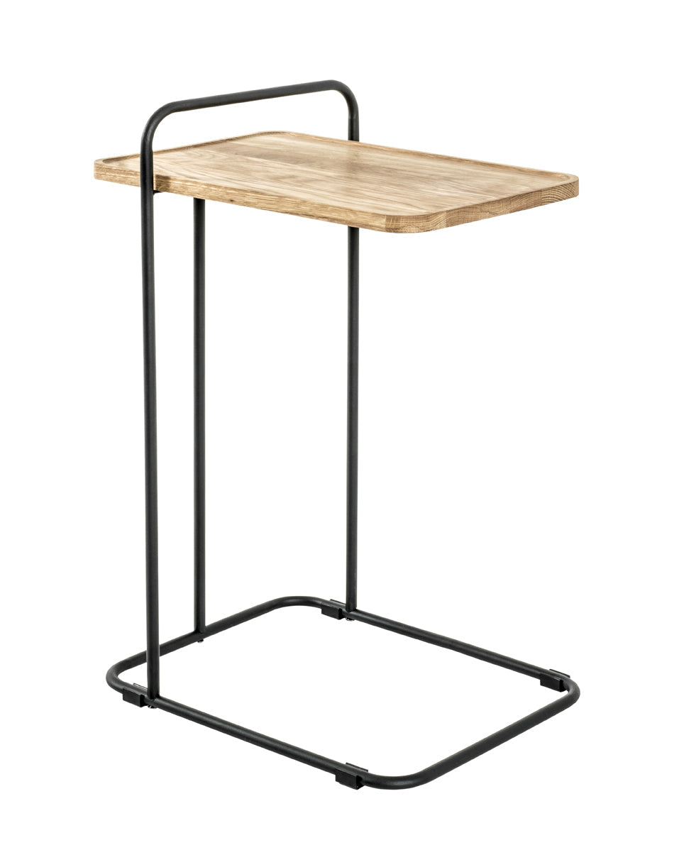 HAKU Möbel Beistelltisch aus Massivholz C-Gestell in Braun 35 x 49 x 73 cm