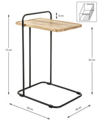 HAKU Möbel Beistelltisch aus Massivholz C-Gestell in Braun 35 x 49 x 73 cm